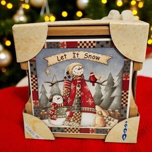 New Ceramic Stone Coasters Let It Snow By Drinking Stone Christmas